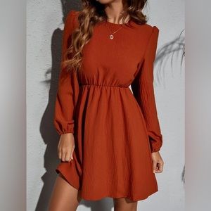 SHEIN solid keyhole back dress - Burnt Orange